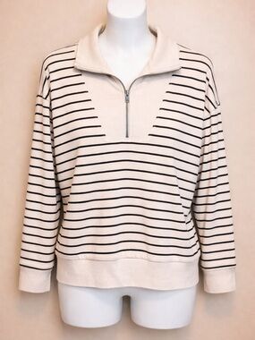 JAG Size Medium Striped Half-Zip 100% Cotton Pullover Sweater Top